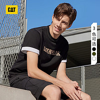 CAT 卡特彼勒 卡特24春夏男撞色设计logo印花短袖T恤 黑色 XL