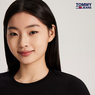 TOMMY JEANS24春季女装美式街头简约刺绣修身短袖T恤DW0DW17986 黑色BDS S