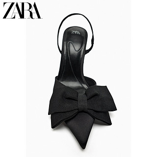 ZARA  TRF 女鞋 黑色蝴蝶结饰穆勒鞋高跟鞋 3235210 040 38 (245/86)