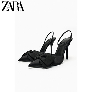 ZARA  TRF 女鞋 黑色蝴蝶结饰穆勒鞋高跟鞋 3235210 040 41 (265/89)