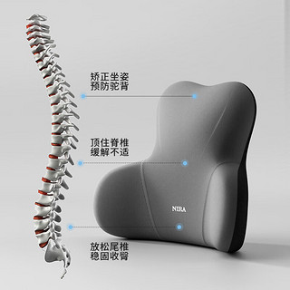 尼拉人体工学腰靠 汽车座椅靠背垫办公室椅子靠枕居家车载通用款腰枕 冰湖蓝【环抱承托腰靠垫】