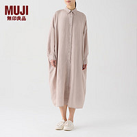 无印良品（MUJI）女式 汉麻 宽版衬衫连衣裙 女装裙子春季 BG94CC3A 浅米色 M (155/80A)