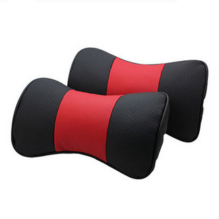 一对装 汽车头枕 真皮车用靠枕 U型颈枕 护颈枕 汽车用品 雷克萨斯头枕RX350IS250CT200GS30 黑红色（不带标）一对装