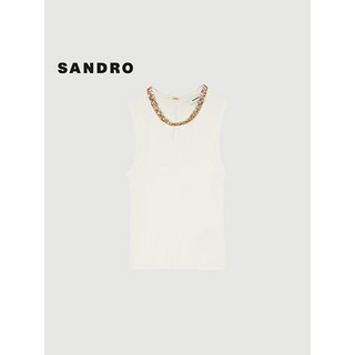 SANDRO2024早春女装法式气质水滴领镶钻无袖针织衫SFPPU02208 10/白色 3