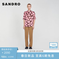SANDRO2024早春男装法式时尚撞色印花装饰衬衫上衣SHPCM01005 60/粉色 L