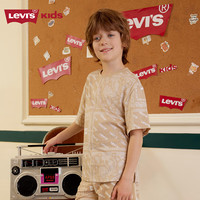Levi's李维斯童装24夏季男童复古短袖T恤儿童满印腰果花上衣 狩猎卡其 150/72(M)