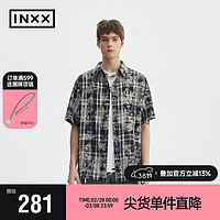 英克斯（inxx）APYD 时尚潮牌夏格纹短袖衬衣男女同款APE2040645 黑色 XL