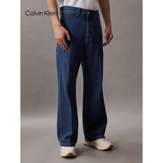 Calvin Klein Jeans24春夏男士休闲斜插口袋纯棉宽松阔腿牛仔裤J325549 1A4-牛仔蓝 34