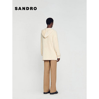 SANDRO2024早春男装法式纯色简约绒感连帽针织卫衣SHPTR00559 淡褐色 S