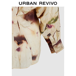 URBAN REVIVO UR2024夏季女复古慵懒度假风满印设计感开襟衬衫UWG240086 米黄印花 XS