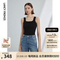 朗姿法式别致内搭无袖上衣气质高级感背心女2024年夏针织吊带 黑色 M