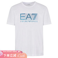 ARMANI/阿玛尼 EA7 男士时尚印花短袖圆领T恤 6LPT81 PJM9Z 白色 1100 L