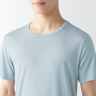 无印良品 MUJI 男式 莱赛尔 圆领 短袖T恤 男士男款 灰色 M (170/92A)