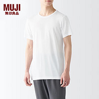 无印良品 MUJI 男式 莱赛尔 圆领 短袖T恤 男士男款 白色 XXL (185/112A)