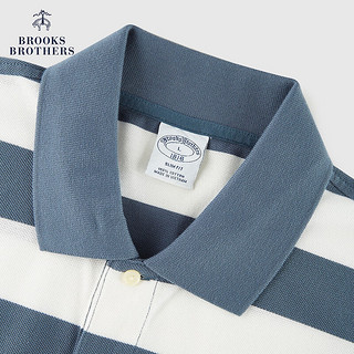 布克兄弟（BrooksBrothers）男士24早春休闲拼接短袖针织Polo衫 B465-蓝色 XS