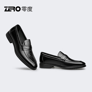 零度Zero商务休闲男鞋2024春夏软底舒适百搭黑色通勤套脚透气皮鞋 黑色DF1816 39
