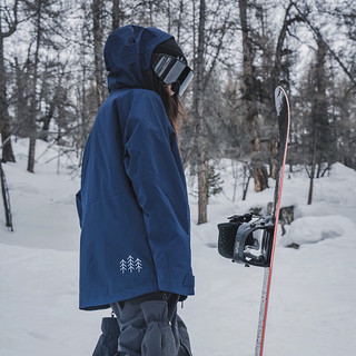 AWKA单板滑雪服女男款防水防风防寒专业加厚保暖美式外套上衣冬季 藏青色 M