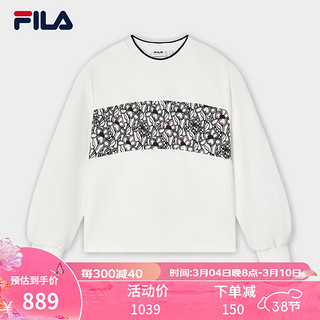 斐乐（FILA） Emerald斐乐女士女装上衣2024春季时尚宽松花朵装饰外套 云白-WT 170/88A/L