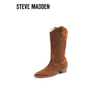 STEVE MADDEN/思美登秋冬尖头粗跟西部牛仔靴女 LINGOS 驼色 34