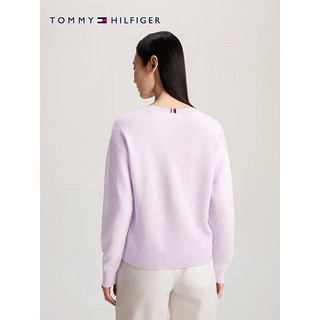 TOMMY HILFIGER【温柔力系列】24早春女菱格圆领毛衣针织衫41626 粉紫色0KB S