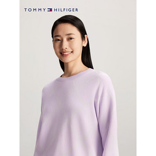 TOMMY HILFIGER【温柔力系列】24早春女菱格圆领毛衣针织衫41626 粉紫色0KB S