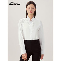 哥弟真的好女装简约宽松木耳边棉衬衫上衣女（附别针）8300135 白 L(4码)