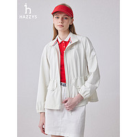 哈吉斯（HAZZYS）女装 2024春季女士HRC运动风收腰夹克女ASVSU0BAU04 乳白色IV 165/88A 40