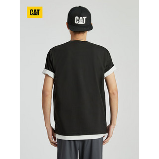 CAT卡特24春夏男凉感设计反光logo印花短袖T恤 黑色 XL