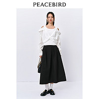 太平鸟PEACEBIRD/ 2024年夏季气质雪纺衫假两件衬衫女 白色 S