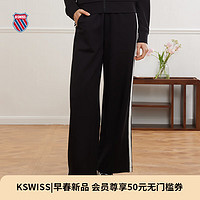 盖世威（K·SWISS）24年春季针织长裤女百搭休闲宽松中腰运动裤199901 008正黑色 XL