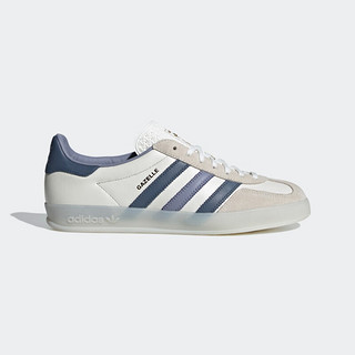 adidas「T头鞋」GAZELLE INDOOR复古麂皮板鞋男女阿迪达斯三叶草 白/米白/藏青蓝 42