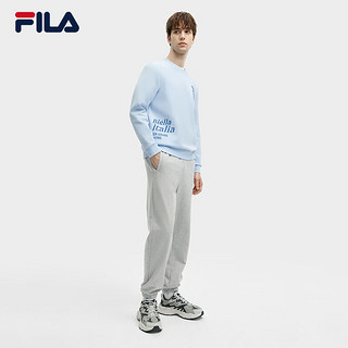 FILA 斐乐男子卫衣2024春季基础简约时尚休闲针织套头衫 天蓝色-LB 180/100A/XL