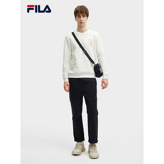 FILA 斐乐男子卫衣2024春季基础简约时尚休闲针织套头衫 云菇白-WT 165/88A/S