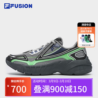 FILA FUSION斐乐潮牌男鞋CRED复古潮鞋2024夏季跑步鞋休闲鞋 鲨鱼灰/黑-SA 42.5