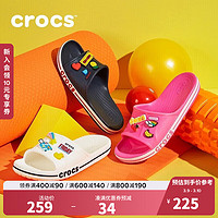 crocs 卡骆驰 贝雅卡骆班一字拖夏季凉拖|205392 黑色/白色-066 39(240mm)