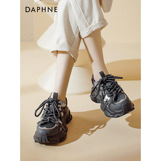 达芙妮（DAPHNE）高颜值耐脏厚底老爹鞋女冬季酷炫百搭舒适休闲运动鞋女 银河灰 40