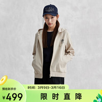 卡帕（Kappa）复古开身帽衫2024女运动卫衣休闲长袖外套K0E42MK01 海沙色-6324 XL