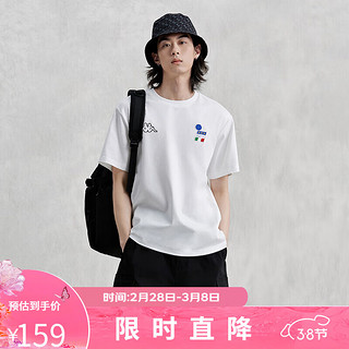 卡帕（Kappa）复古短袖2024男夏运动休闲T恤简约半袖K0E32TD01D 韩国白-012 XL