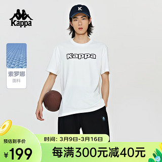 卡帕（Kappa）复古运动短袖2024男字母印花T恤休闲半袖K0E12TD01 韩国白-012 M