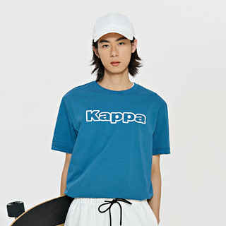 卡帕（Kappa）复古运动短袖2024男字母印花T恤休闲半袖K0E12TD01 钢铁蓝-8612 XXL
