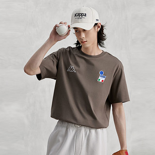 卡帕（Kappa）复古短袖2024男夏运动休闲T恤简约半袖K0E32TD01D 深栗棕-6525 XXL