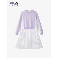 FILA 斐乐儿童服装2024春冬女中大童连衣裙 水彩紫-VT 160