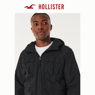 HOLLISTER抓绒保暖户外风全天候抗风连帽夹克外套 男 355983-1 黑色 XS (170/84A)