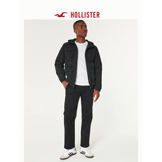 HOLLISTER抓绒保暖户外风全天候抗风连帽夹克外套 男 355983-1 黑色 XXL (185/124A)