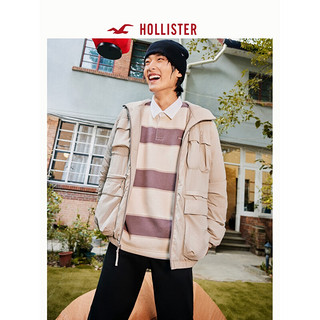 HOLLISTER抓绒保暖户外风全天候抗风连帽夹克外套 男 355983-1 浅棕色 XL (180/116A)