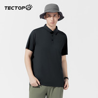 探拓(TECTOP)户外速干T恤男商务休闲POLO衫2024春夏透气快干弹力运动短袖t恤男 青鸾花纱 M