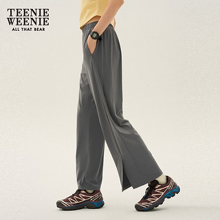 Teenie Weenie【凉感】小熊女装2024年夏季宽松阔腿裤直筒长裤 浅灰色 175/XL
