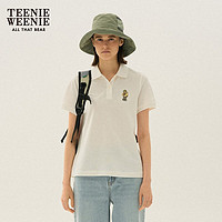 Teenie Weenie小熊女装2024年夏季素色POLO短袖T恤多巴胺短款 白色 175/XL