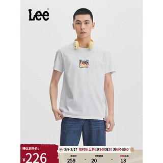 Lee24春夏标准版型字母logo印花圆领男短袖T恤潮LMT0081444LE 白色 S