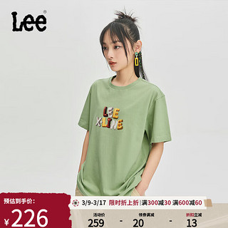 Lee24春季舒适版圆领3D印花Logo男女同款短袖T恤LUT0083324LE 绿色（尺码偏大，拍小一码） M